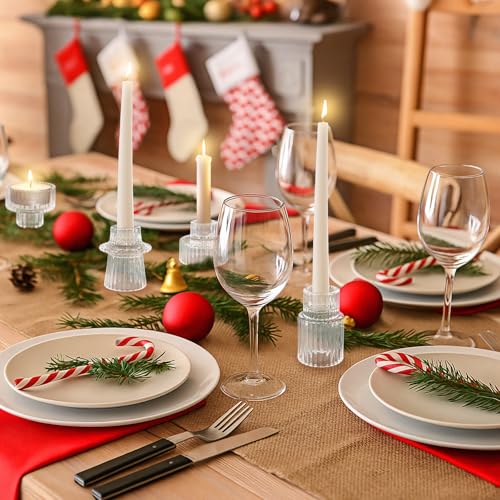 12 Pcs Glass Candlestick Holders Taper Candle Holders for Table Centerpieces (12 Count)
