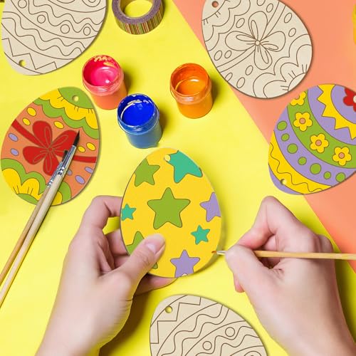 36PCS Wooden Easter Ornaments to Paint (36 Count)
