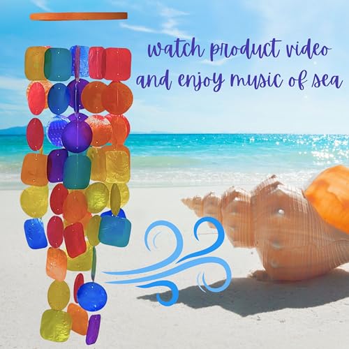 20720 Wind Chimes for Outside Capiz Sea Glass Shells Orange Red Black Outdoor Windchimes Home Garden Patio Yard Lawn Unique Gifts Mom Grandma