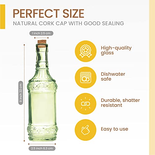 Assorted Green Glass Bottles with Corks (6 Count)