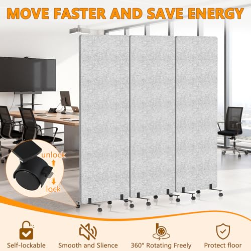Soundproof Room Divider with Wheels (3 Count)