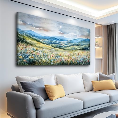 Large Wall Art For Living Room Canvas Wall Decor For Bedroom Field Scenery Watercolour Wall Painting Office Decor Stretched And Framed Pictures Printing Artwork Home Decor Mural 20x40 In