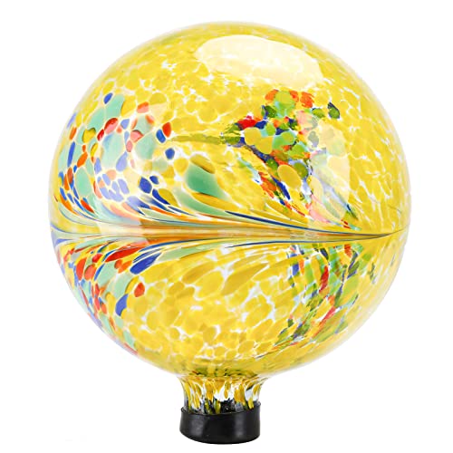 Gazing Ball Glass Gazing Balls Garden Globe Decor 10" Yellow