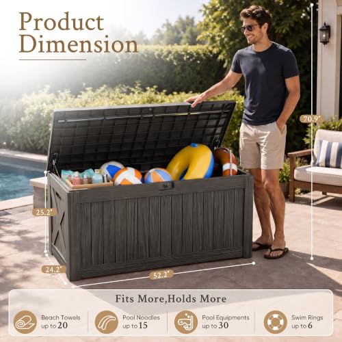 120 Gallon Deck Box Resin Outdoor Storage Box Waterproof