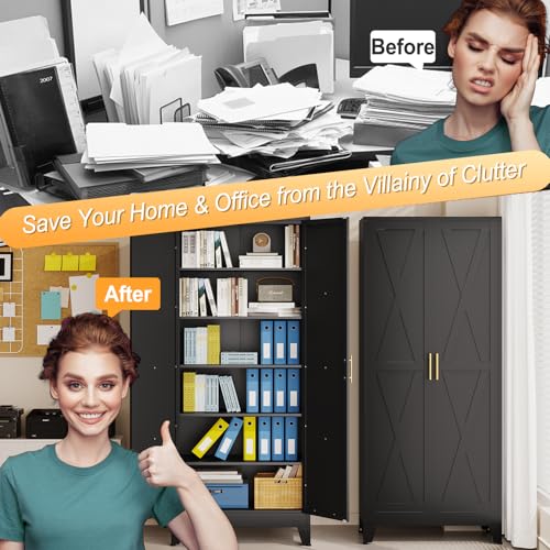 75.2" Tall Metal Kitchen Pantry Storage Cabinet