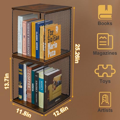 2 Cube Organizer Bookshelves DIY Variable Stackable Cube Storage Organizer for Kid Bedroom (2 Count)