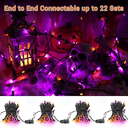 ODEERTONIC Orange & Purple Halloween Mini String Lights (35 Foot)