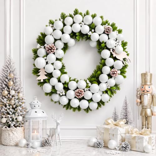 24ct White Christmas Ornaments for Tree Decorations (24 Count)