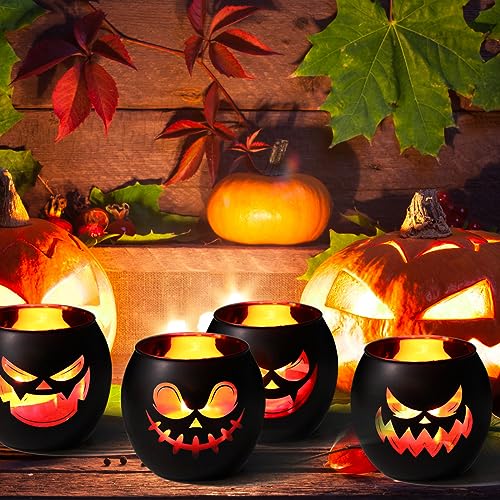 Black Halloween Table Centerpieces Candle Holders 6PCS (6 Count)