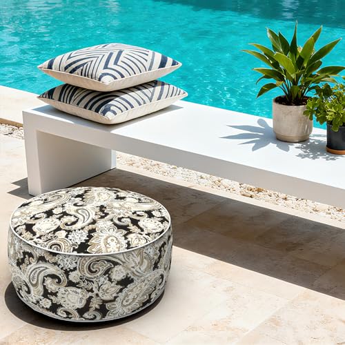 Indoor Outdoor Inflatable Ottoman with Handle D21 x H9 Inch