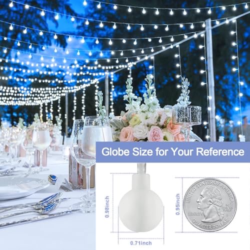 100ft 200 LED White Globe String Lights Indoor Outdoor Waterproof
