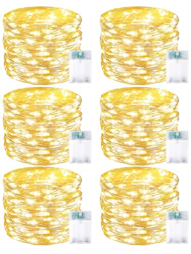 6 Pack 60 LED Fairy Lights Battery Operated with Timer