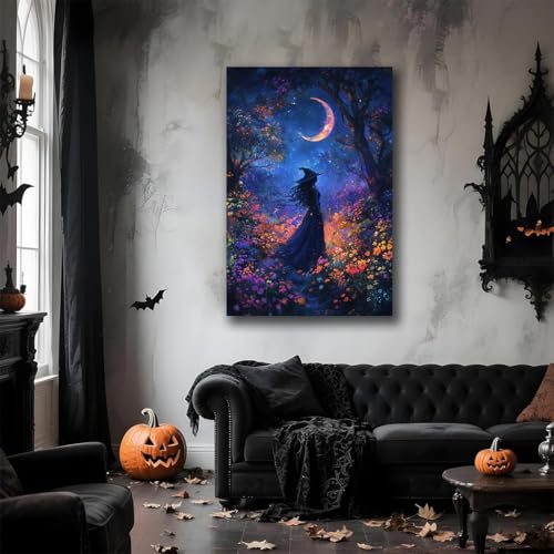 Vintage Halloween Witch Decor Mystic Gothic Wall Art Poster