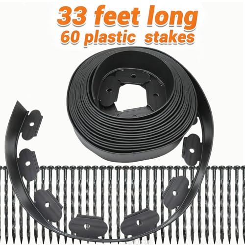 Landscape Edging 2in x 33FT Garden Edging Kit with 120 Spikes