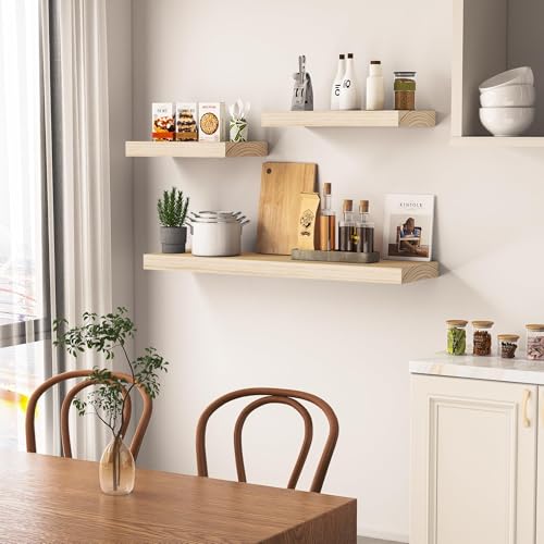 Natural Wood Floating Shelves 48”