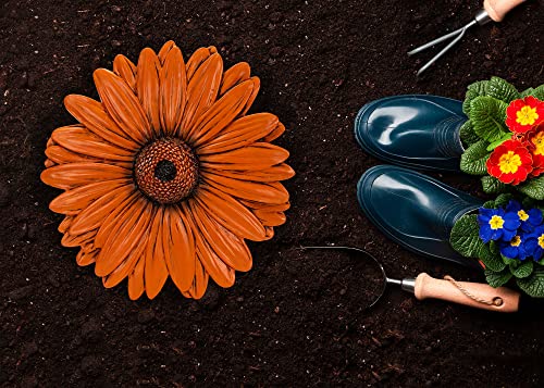 NAT & Jules Gerbera Daisy Flower Shaped Dimensional Indoor Outdoor 12 inch Cast Resin Decorative Garden Stepping Stone