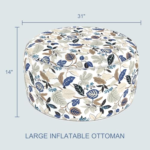 Indoor Outdoor Large Inflatable Ottoman Pouf D31 x H14 Inch