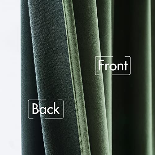 Olive Green Velvet Pinch Pleat Blackout Curtains W52 X L120 Inches (2 Count)