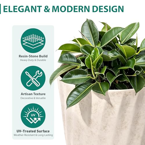 24" Resin Tall Outdoor Planters (2 Count)
