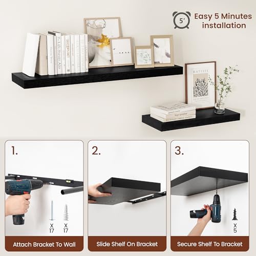 12" Deep Floating Shelves 24x12” Set of 2 (2 Count)