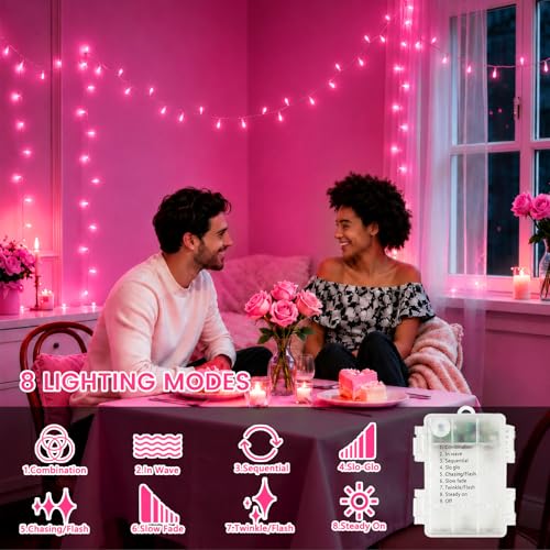 2 Pack 200 LED Battery Operated String Lights