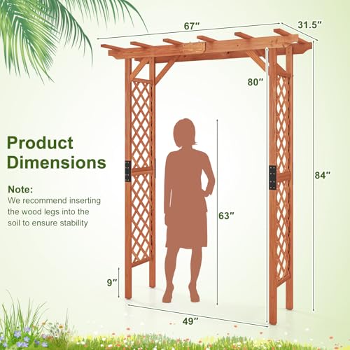 7FT Wooden Garden Arbor Trellis