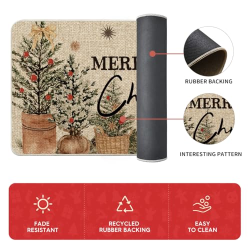 Holly Ornament Merry Christmas Kitchen Mats Set of 2