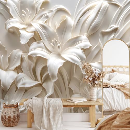 3D Beige Flower Peel and Stick Wallpaper Walls Mural for Bedroom