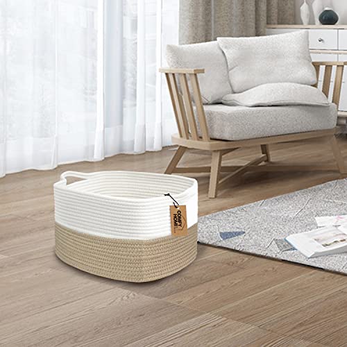 Cotton Rope Woven Basket with Handles for Shelves