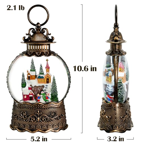 Village Snow Globe Christmas Decorations Indoor Church Snowman Snow Village Scene Gifts Classic Relief Texture Musical Glitter Snowfall USB