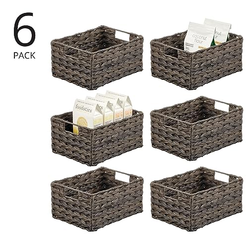 Woven Farmhouse Kitchen Pantry Food Storage Organizer Basket Box (6 Count)