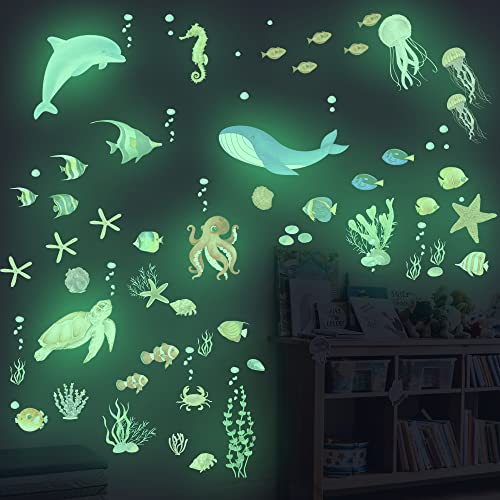 Sea Turtle Ocean Fish Wall Decals Glow in The Dark