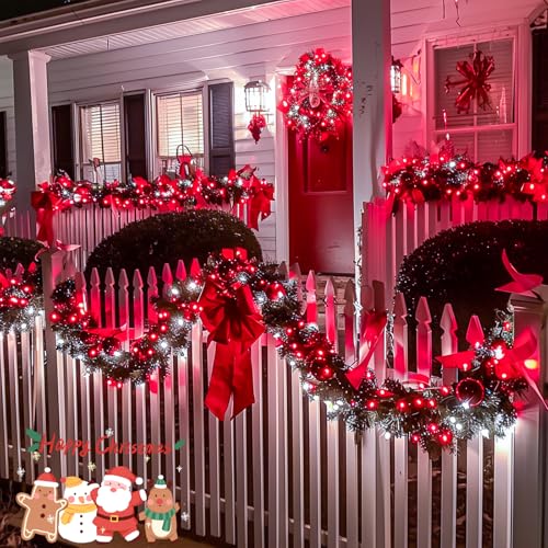 163ft 500 LED Red and White Christmas Lights Plug in with 8 Modes (163 Foot)