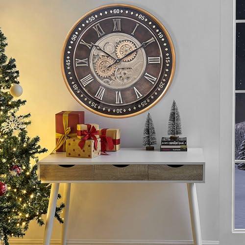 24 Inch Large Moving Gear Wall Clock for Living Room Decor