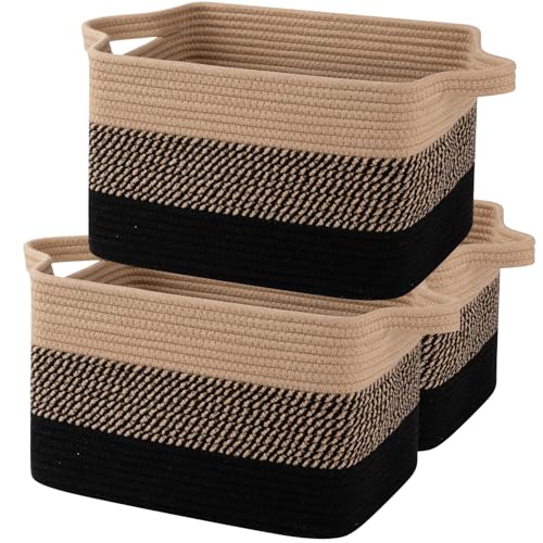 Cotton Rope Storage Baskets for Organizing Black & Brown 3