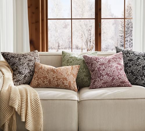 Floral Jacquard Throw Pillow Covers Set of 2 (2 Count)