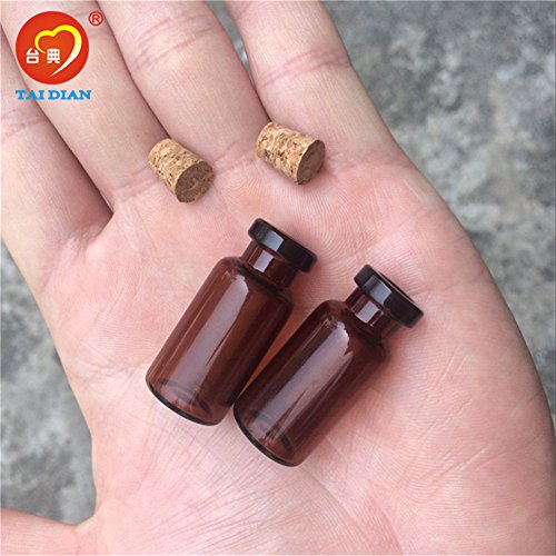 12units 2ml Glass Amber Vials with Cork Empty Small Brown Tiny Glass Jars (12 Count)
