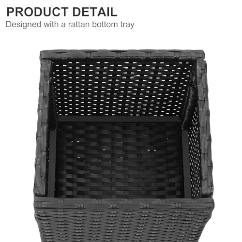 2 Pack Tall Planters for Outdoor Rattan Square Box 12x12x24inch (2 Count)