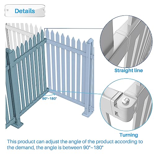 6 Sets Vinyl Picket Fence Panels 36" H x 84" W White PVC Decorative Fence for Front Yard Porch Patio Deck Pool Air Conditioner Fence Safety Dog Fence
