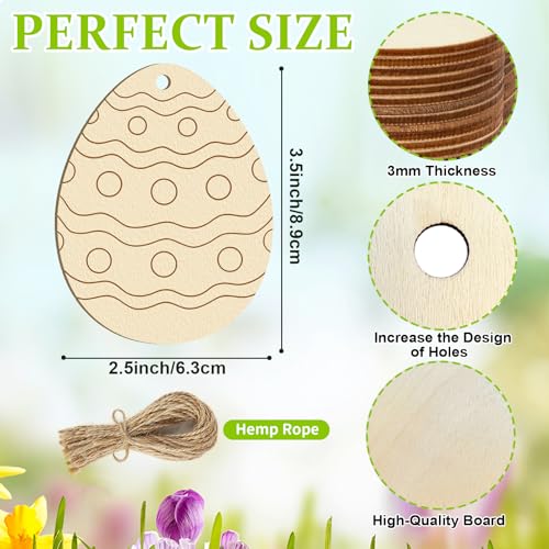 80PCS Wooden Easter Ornaments to Paint (80 Count)