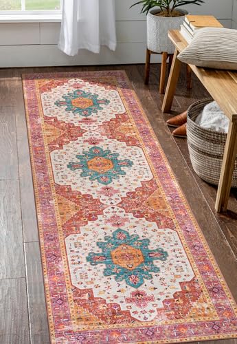 Ultra Thin Washable Pink Runner Rug