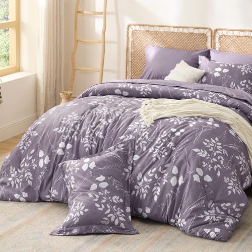 Floral Grayish Purple Comforter Set