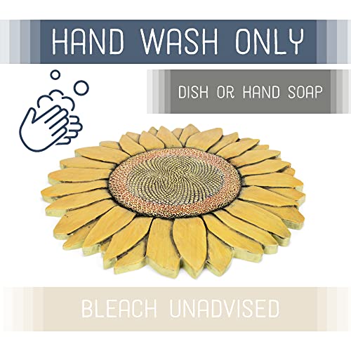 NAT & Jules Sunflower Shaped Dimensional Indoor Outdoor 12 inch Cast Resin Decorative Garden Stepping Stone