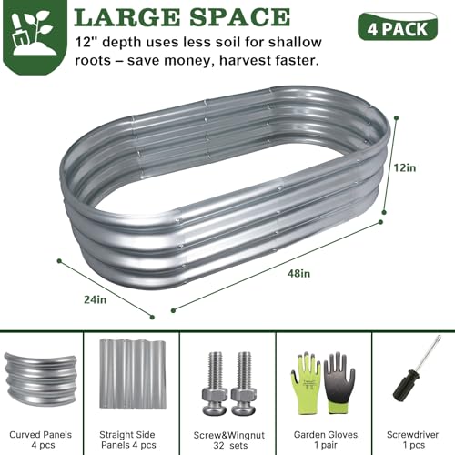 4x2x1 ft Galvanized Raised Garden Bed Outdoor