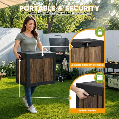 35 Gallon Outdoor Storage Box Waterproof Deck Box for Patio