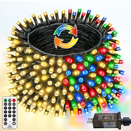 108FT Color Changing Christmas Lights with Remote Timer 300 LED