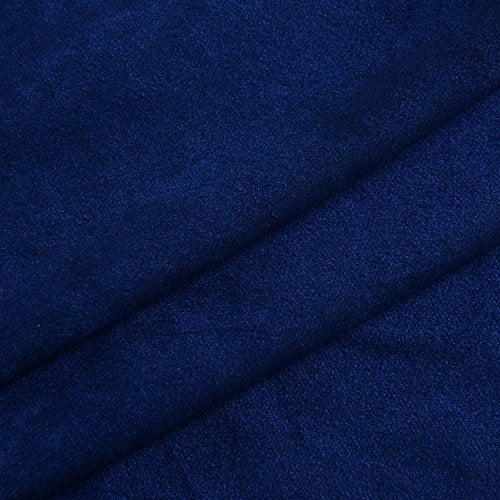 Set of 2 Velvet Flannel Blackout Curtains Panel Drapes Grommet Draperies Eyelet 52Wx84L inch Navy Royal Blue