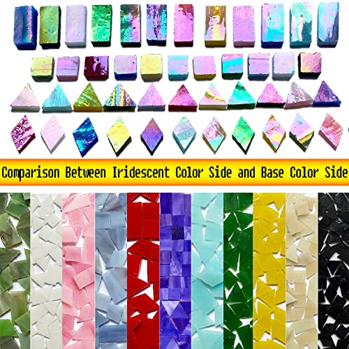 Iridescent Aqua Stained Glass Mosaic Tiles (9 Ounce)