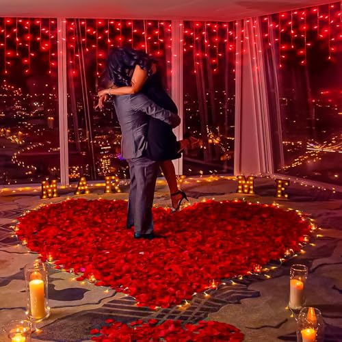 66ft Red Icicle Lights Indoor for Bedroom