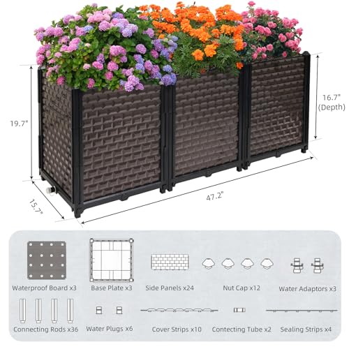 Large Planters for Outdoor Plants 20" Tall Planter Box (3 Count)
